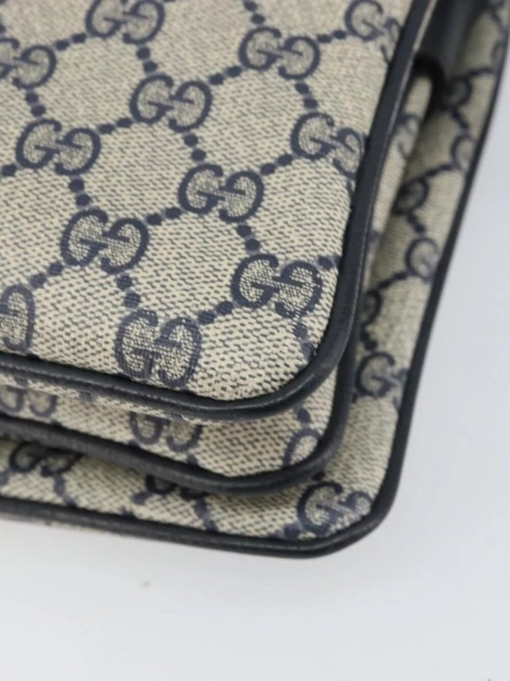 GUCCI GG Supreme Sherry Line Shoulder Bag PVC Navy Gold 41 02 090 Auth 159405 - Picture 3 of 16